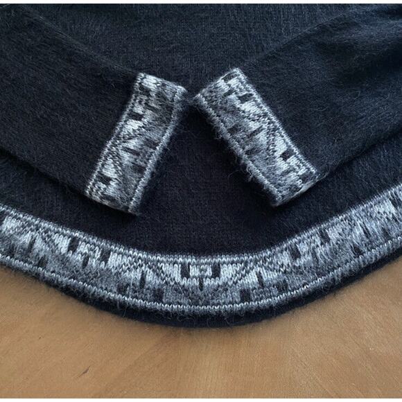 Alpaca Peruvian Black Sweater Hoodie Women’s Small Aztec Fringe Tassels Cozy - Picture 7 of 7